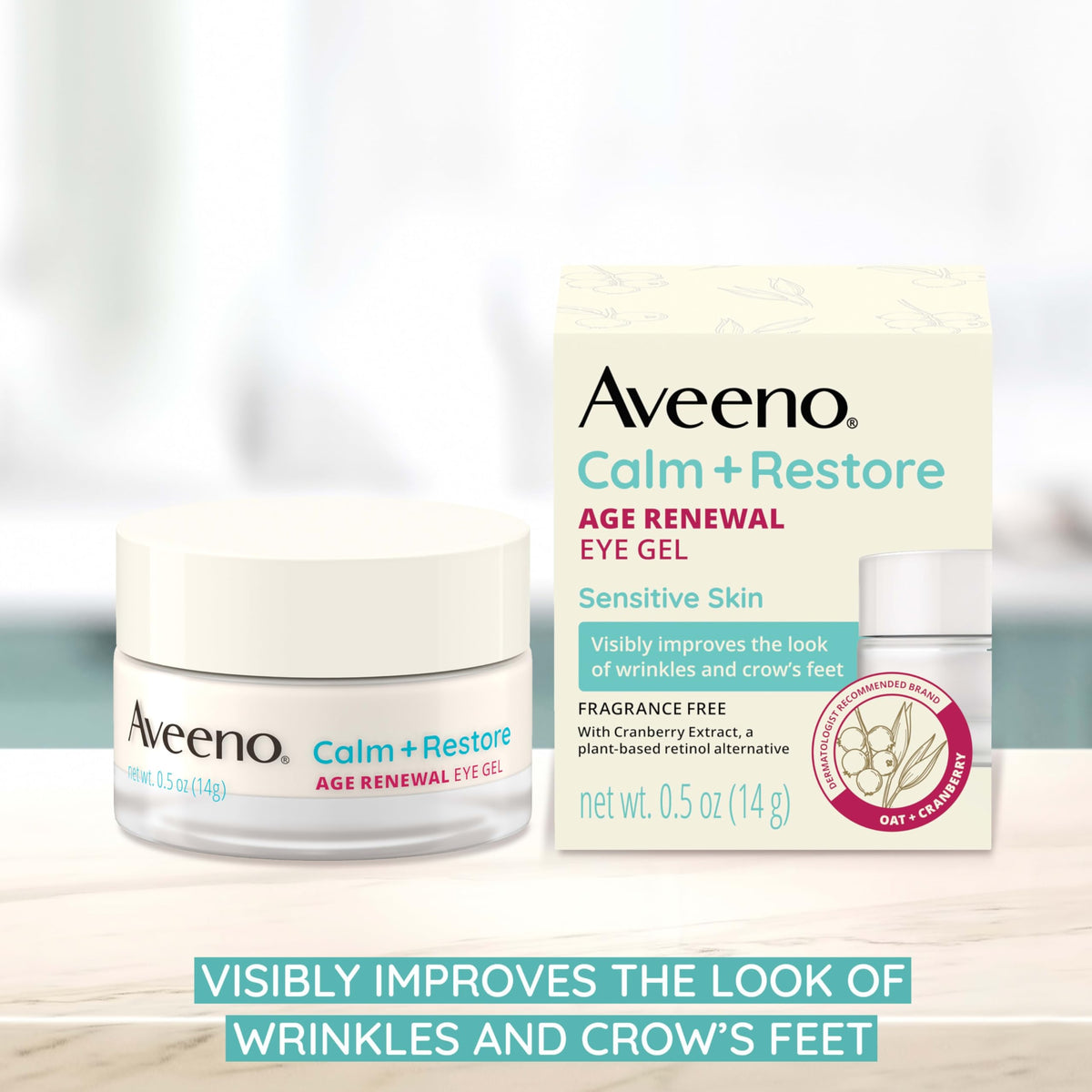 Aveeno sensitive skin under eye cream with cranberry extract packaging back