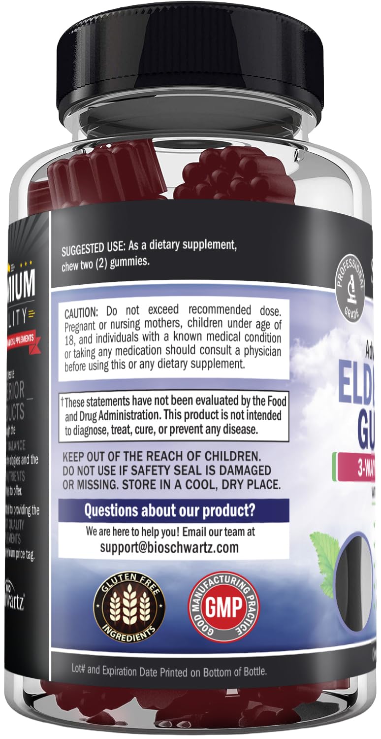 Non GMO gluten free elderberry dietary supplement nutritional facts side
