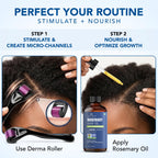 Botanic Hearth hair growth kit containing two fluid ounce oil and titanium derma roller