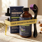 Botanic Hearth scalp treatment oil bottle alongside the micro needling derma roller