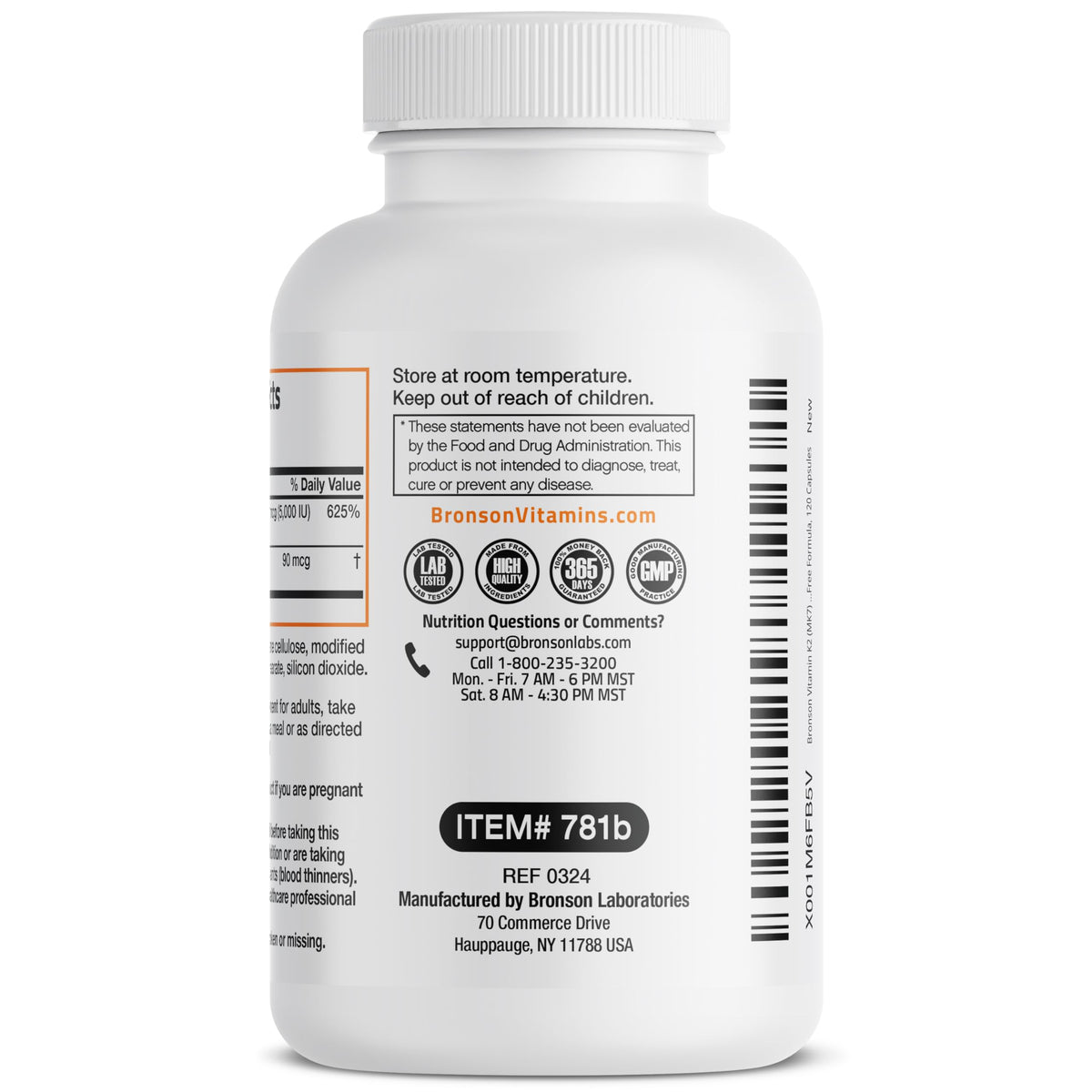 Bronson bone strength formula container highlighting the 120 capsules quantity statement