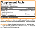 USA imported Bronson Vitamin K2 MK7 package detailing manufacturing standards and clean formula info