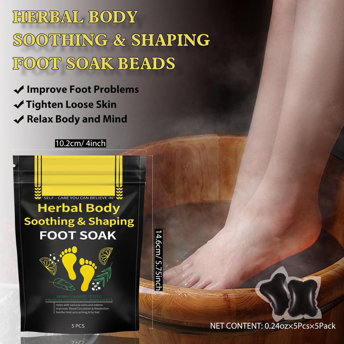 BEFIVECOK 25 pieces herbal cleansing beads dissolving in a warm water foot tub