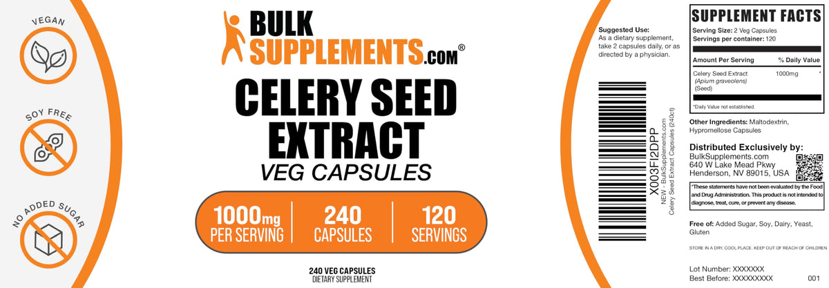 BulkSupplements Celery Seed Extract USA imported seal