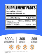 Authentic BulkSupplements Vitamin D3 and K2 softgels label detail
