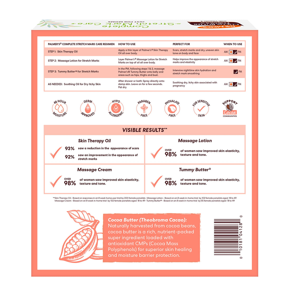 Palmer's stretch mark kit for pregnancy showing the full size bottles with collagen and elastin