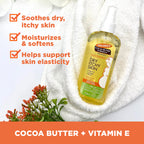 Palmer's dry itchy skin relief oil bottle showing vitamin E and collagen ingredients