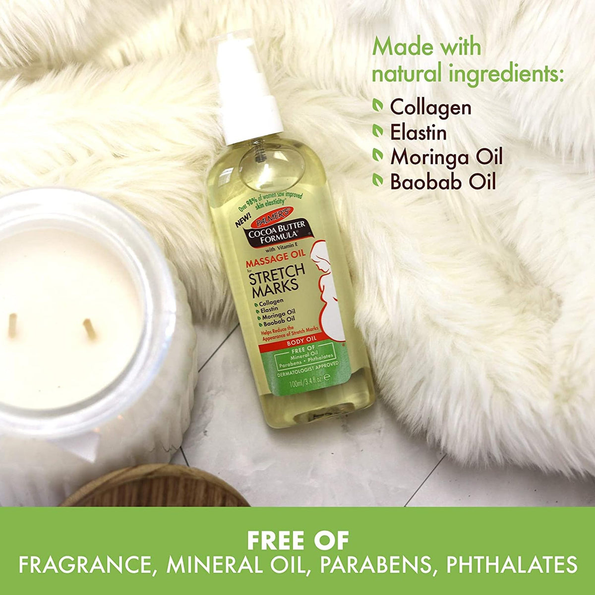 Authentic USA imported Palmer's cocoa butter massage oil for hydration
