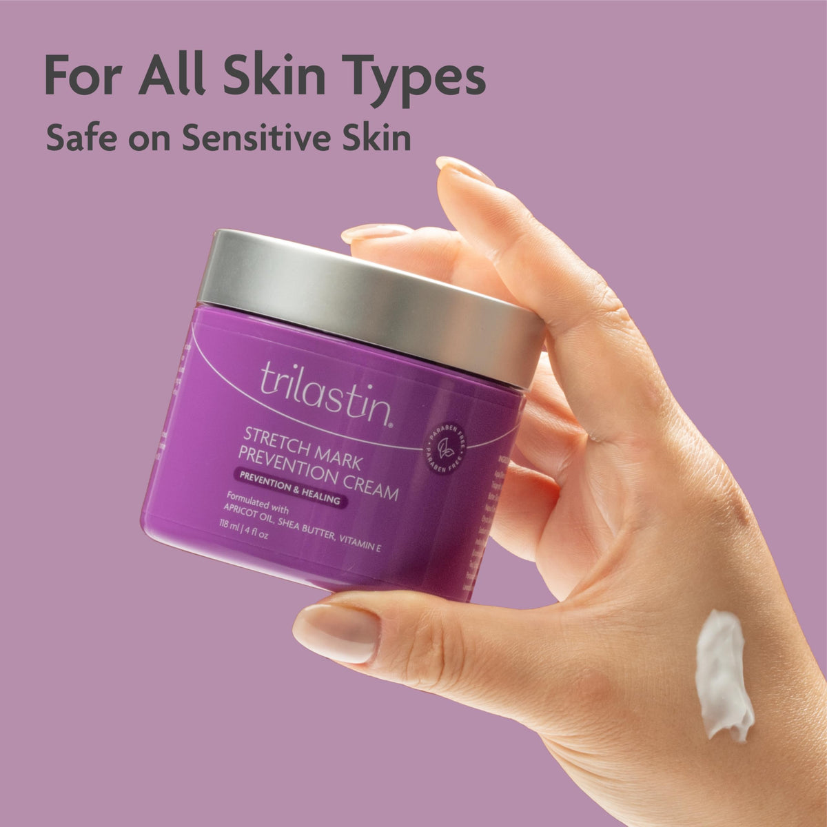 TriLASTIN non greasy paraben free maternity skincare cream consistency close up