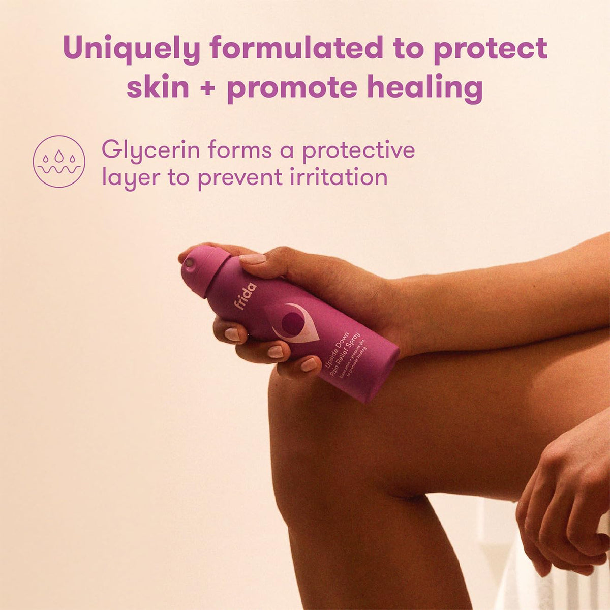 Frida Mom perineal healing spray bottle back label with directions and warnings
