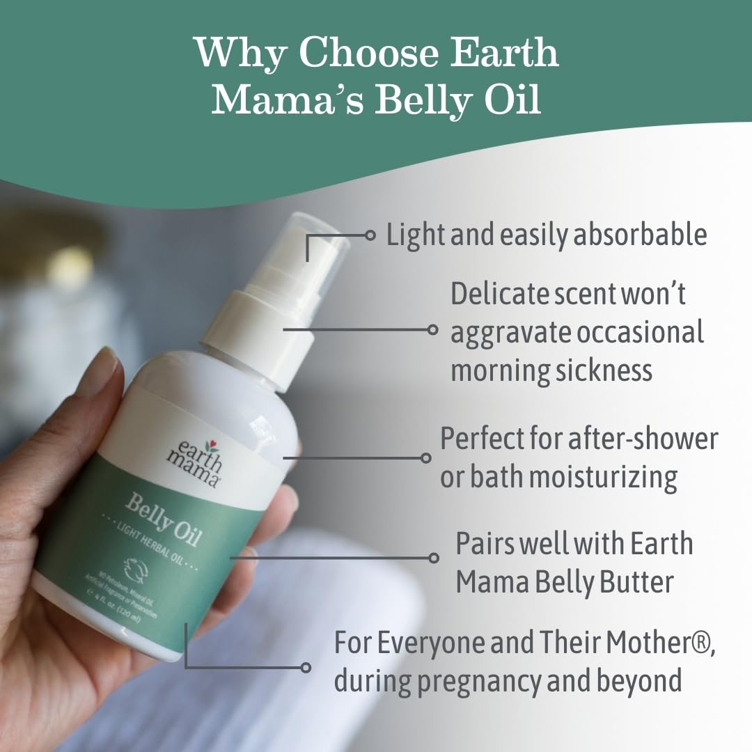 Earth Mama pregnancy body oil 4 fluid ounce bottle closeup
