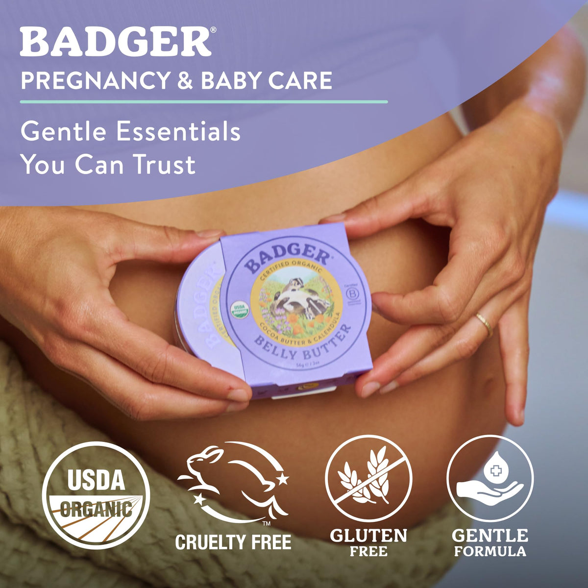 Badger maternity skin care balm for pregnant women packaging lid