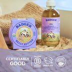 Badger pregnancy belly butter natural plant ingredients lifestyle view