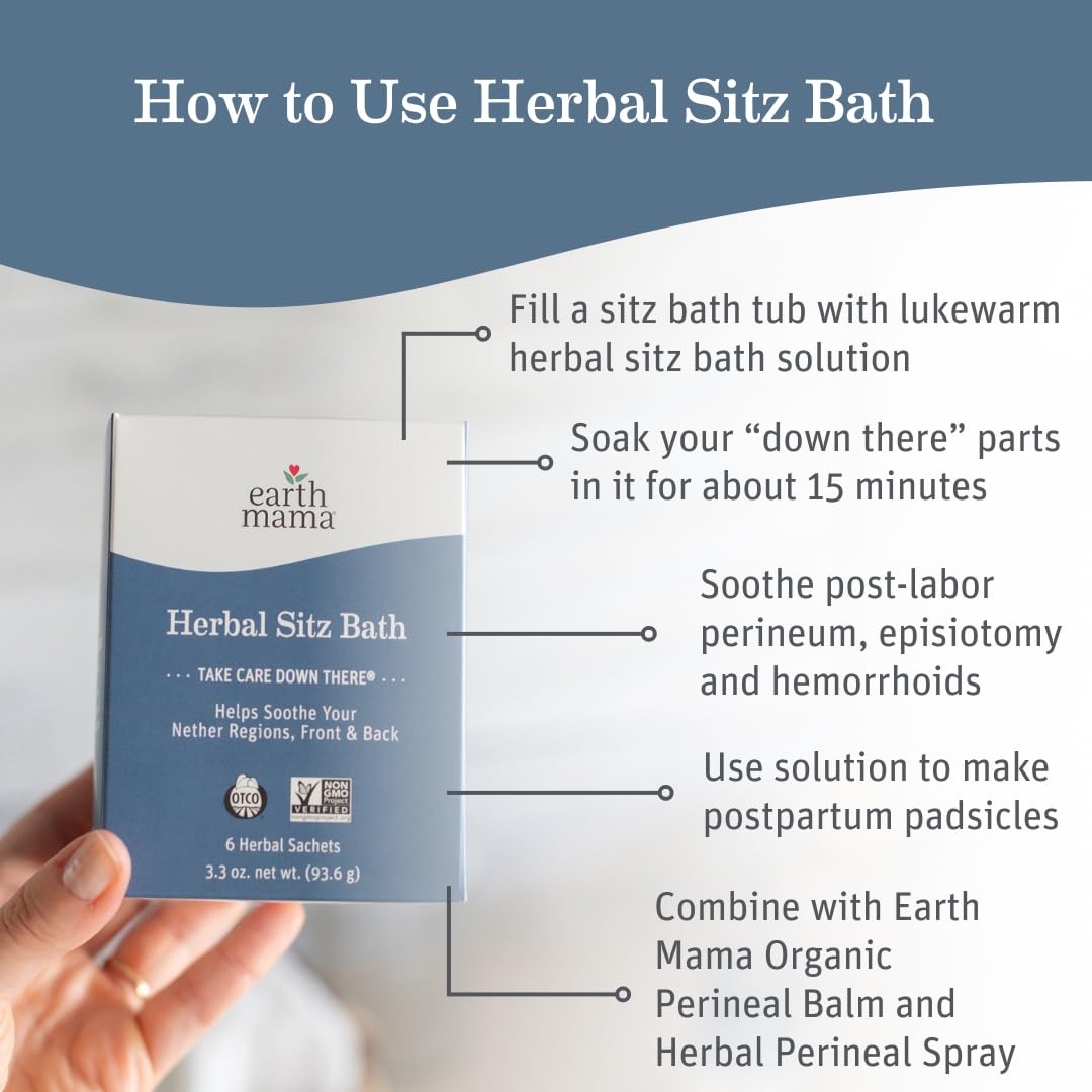Earth Mama Angel Baby postpartum healing pads showing organic ingredients list