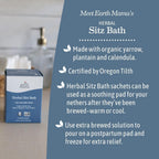 Directions for brewing warm sitz bath and making cooling padsicles printed on packaging