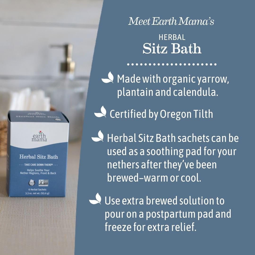 Directions for brewing warm sitz bath and making cooling padsicles printed on packaging