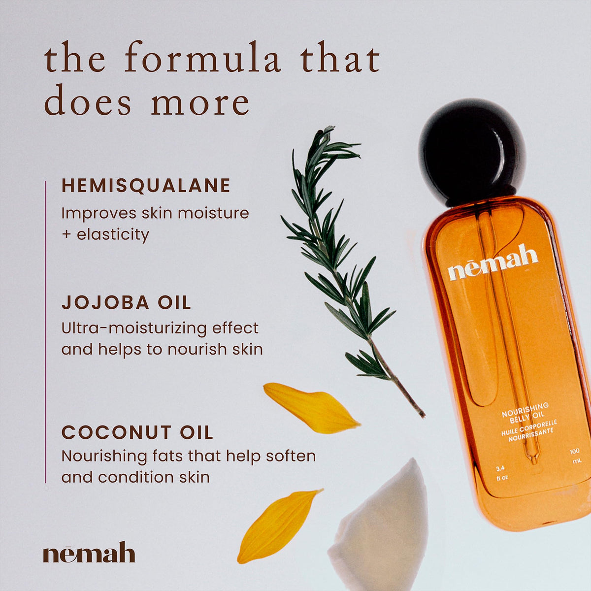 Nemah pregnancy belly oil with jojoba and coconut oil