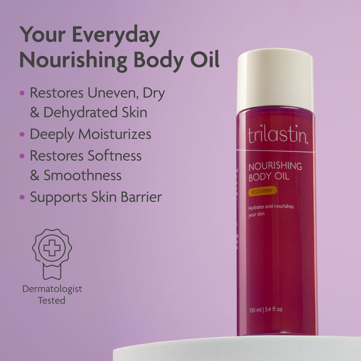 TriLASTIN stretch mark serum bottle for maternity body care