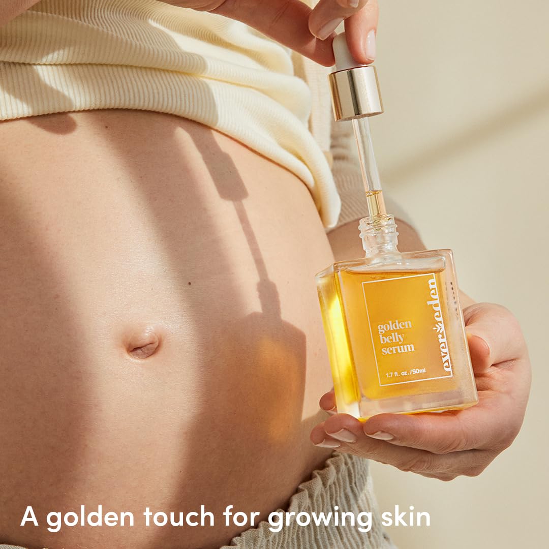 Close up of the lightweight texture of Evereden premium pregnancy belly oil