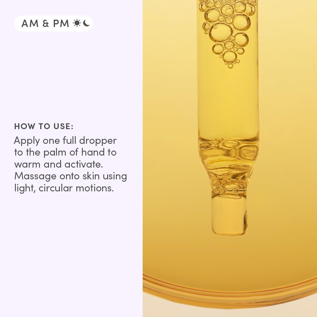 Evereden postpartum and pregnancy skincare bottle illustrating the gold colored serum