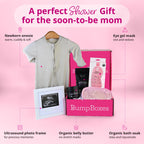 Glow Organics Belly Butter and Relax Bath Soak close up from the premium maternity gift bundle.