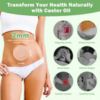 Disposable mess free castor oil patches packaging contents display