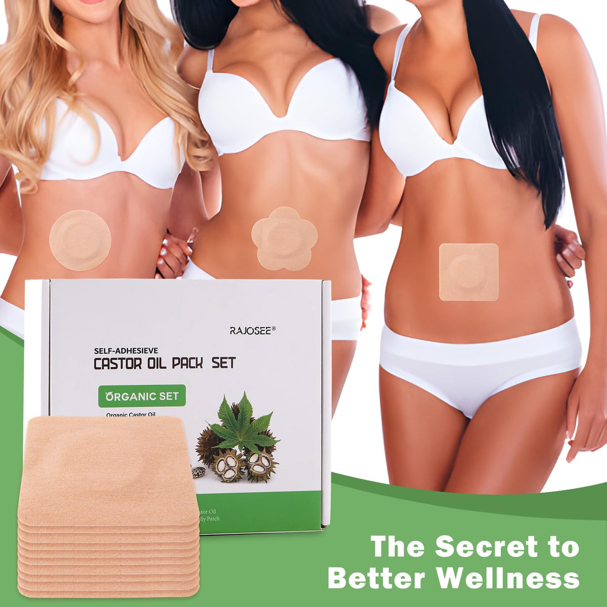 Three distinct shapes of highly absorbent cotton belly button patches
