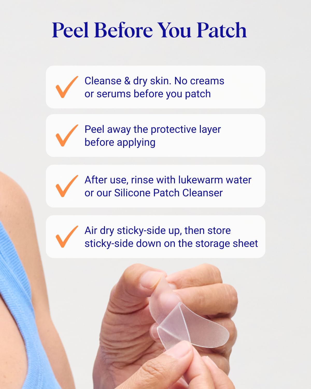 Clear T-shaped silicone chest smoothing pad for décolletage treatment.