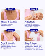 Wrinkles Schminkles packaging showing usage instructions for chest wrinkles.