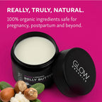 Glow Organics pregnancy cream texturized whipped texture close up view.