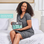 Premium Mama And Wish maternity recovery kit layout detailing all hospital bag components