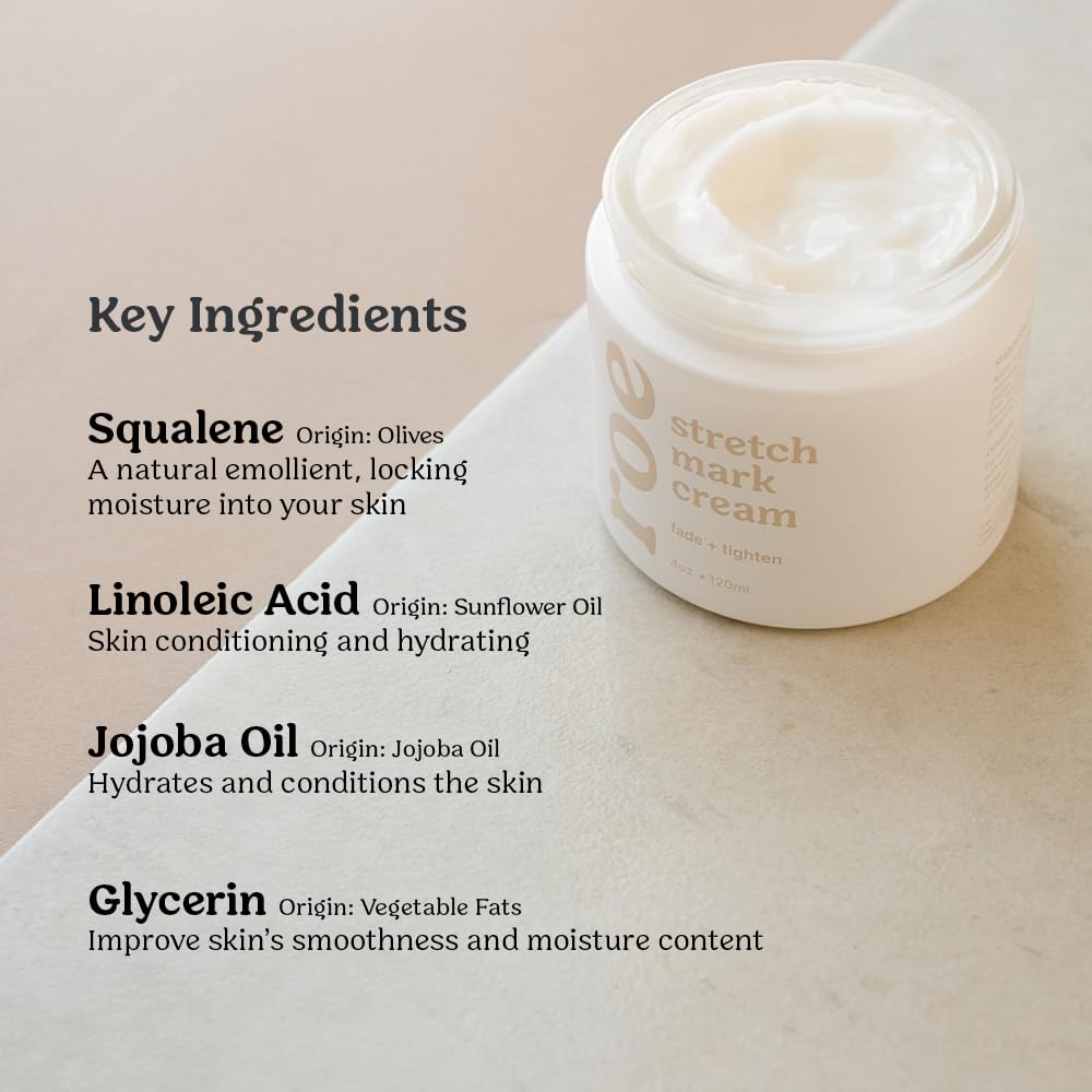 Hypoallergenic Roe Wellness stretch mark moisturizer for postpartum body care