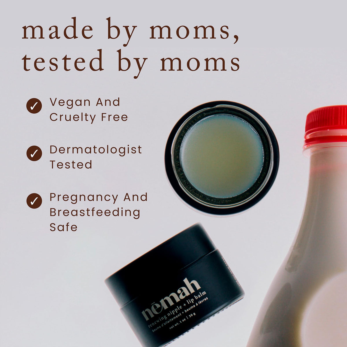 Cruelty free plant based breastfeeding balm for dry cracked skin relief