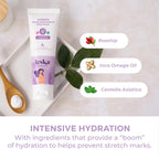 Authentic USA imported Leska stretch mark defense cream bottle with ingredient list visible