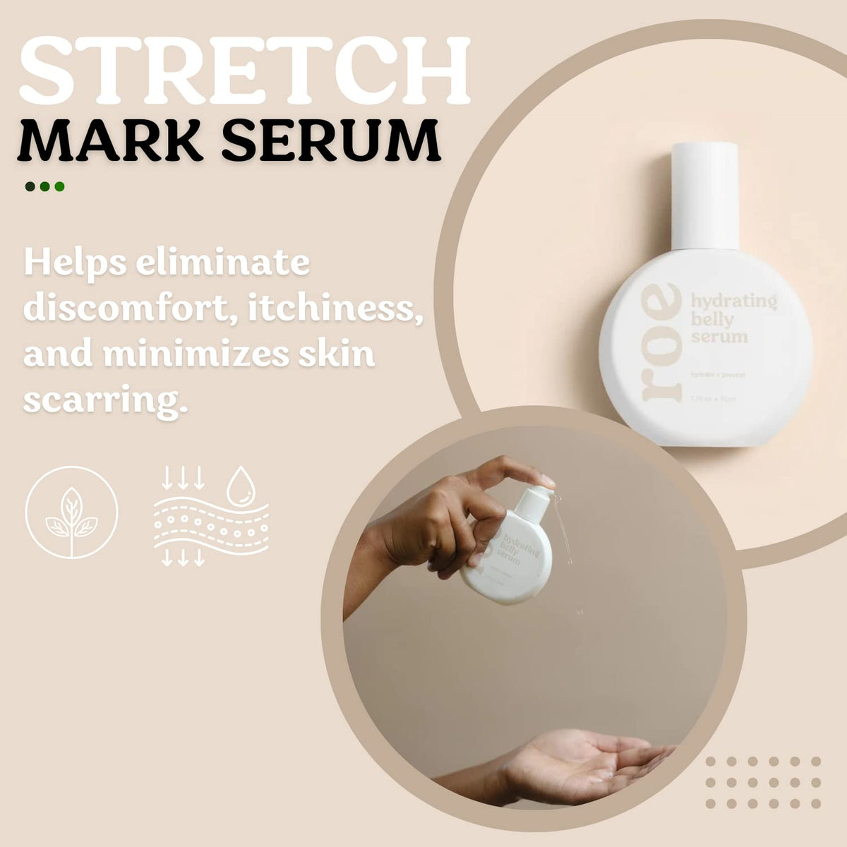 Roe Wellness plant based belly serum for sensitive skin hydration during pregnancy