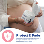 Close up of Dr. Talbot's maternity skin care lotion for expanding bellies and hips
