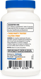 Side angle shot of premium USA imported Nutricost Quercetin dietary capsules showcasing the clean vegetarian ingredients list.