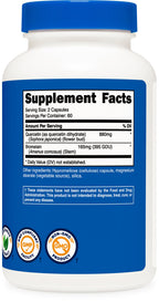 Nutricost Quercetin with Bromelain capsules shown alongside clear usage instructions for daily respiratory wellness.