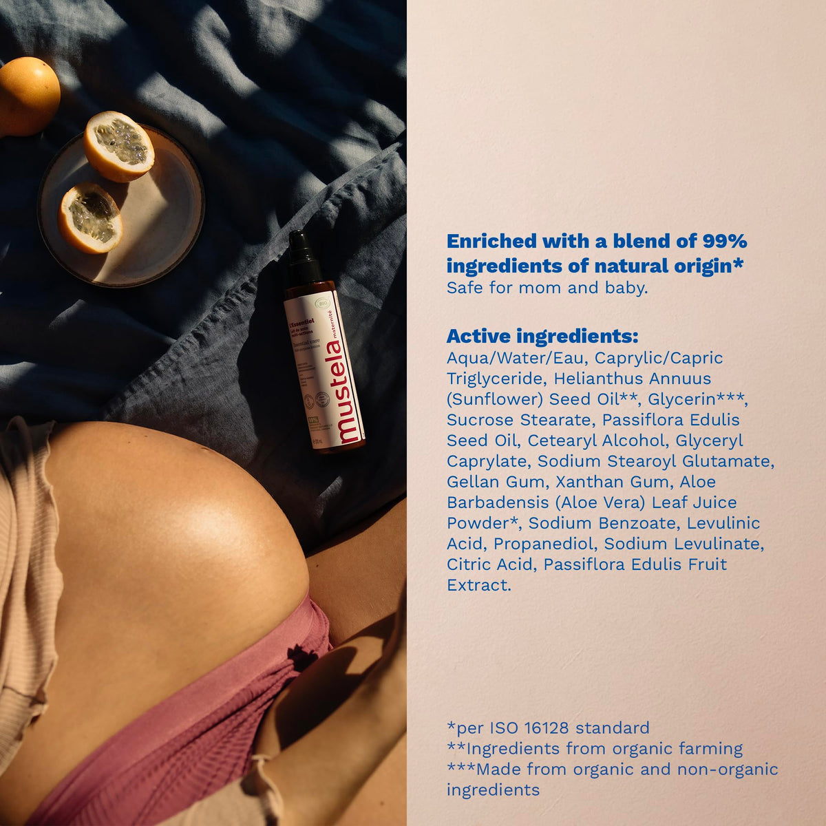 Mustela maternity essential care non-sticky lotion bottle for Indian moms.