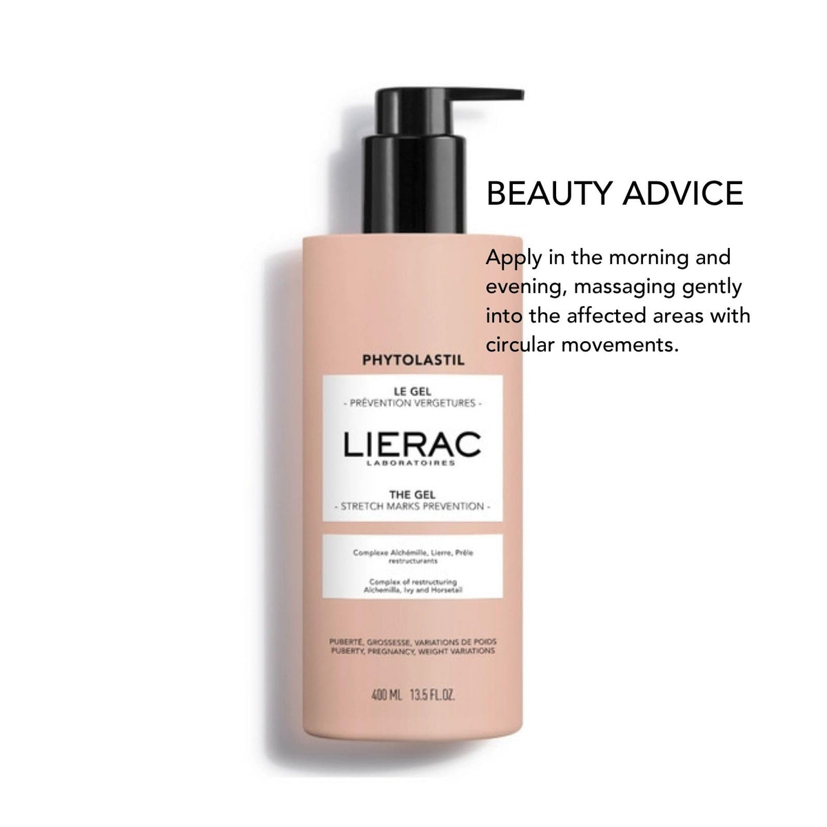 Authentic Lierac imported pregnancy skincare gel product details label
