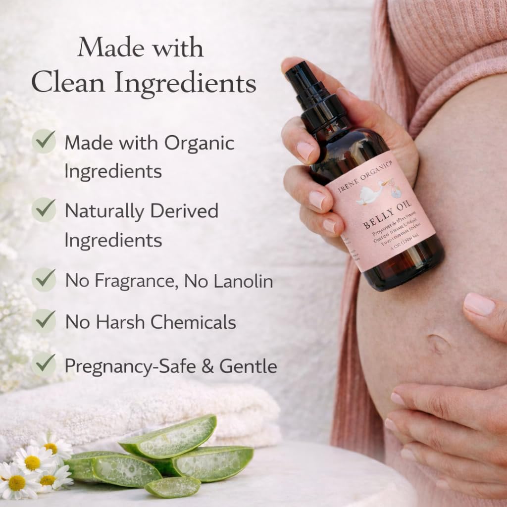 Fast absorbing organic belly oil for soothing itchy pregnancy skin