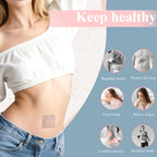 Self adhesive castor oil belly button patch showing the organic cotton core.