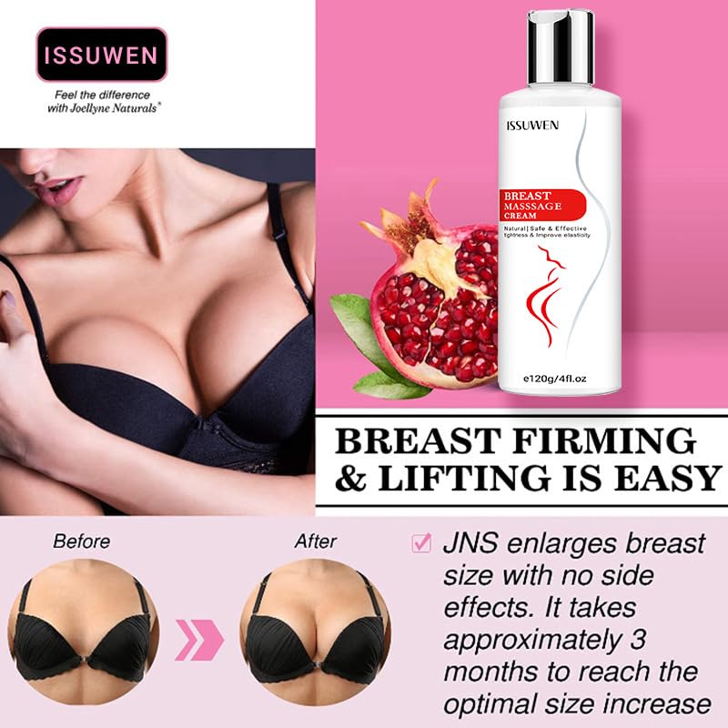 Side angle of JPSDOWS non greasy breast massage cream for fuller bust line results