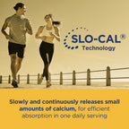 Citracal Slo-Cal technology continuous absorption mechanism illustrated on product packaging