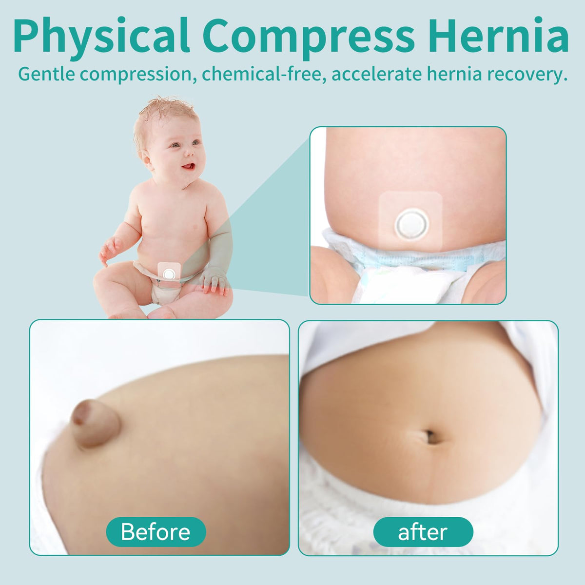 Gentle pain-free removal of the silicone adhesive baby navel sticker demonstrated