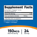 Nutricost dietary supplement liquid silver immune support product details and supplement facts label