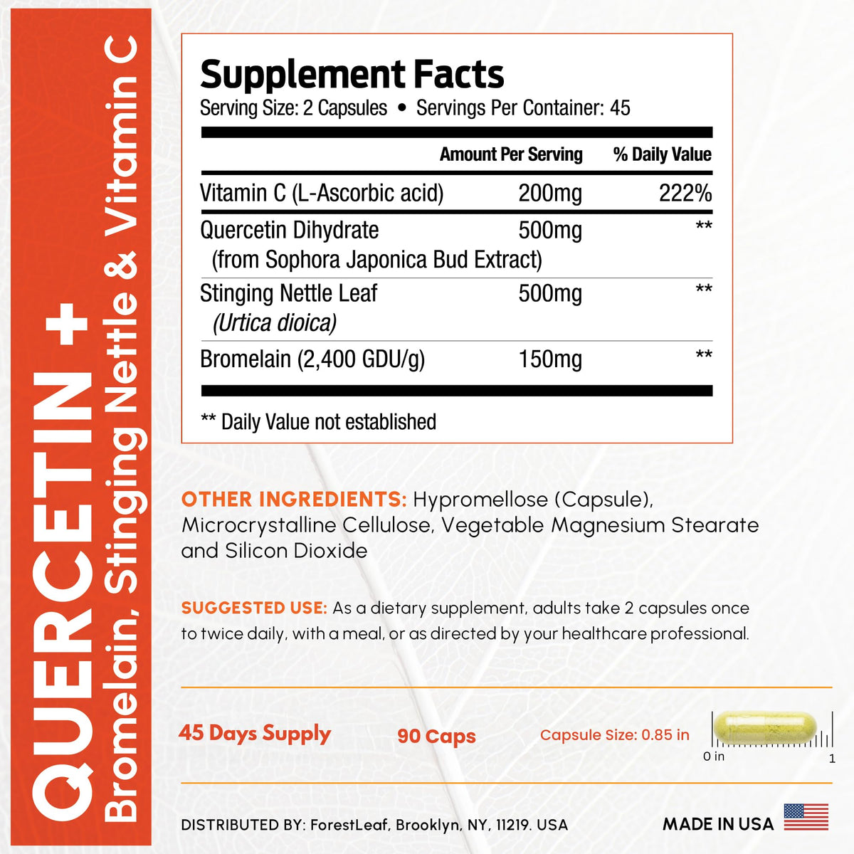 Authentic USA imported non GMO gluten free allergen safe vegetarian immune wellness capsules