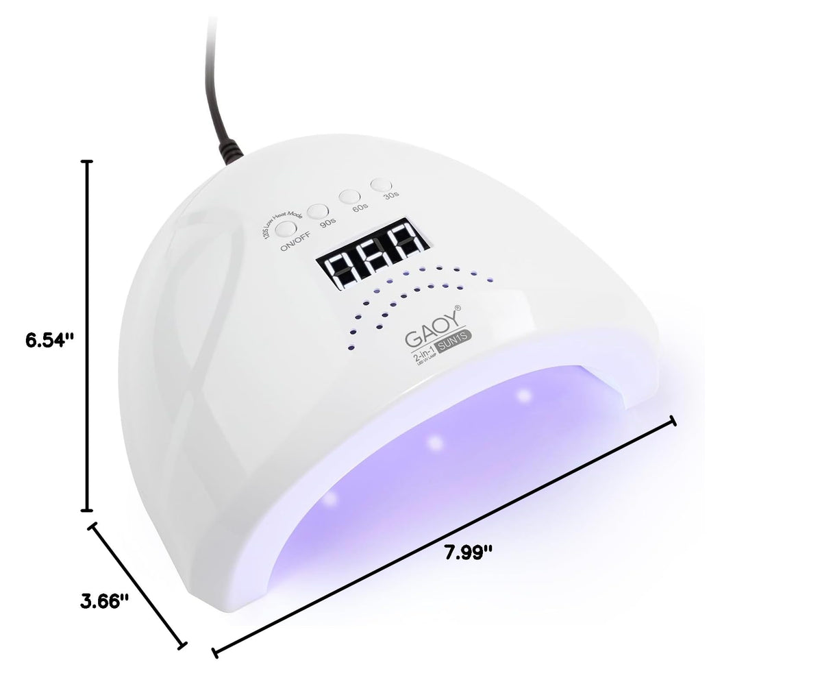 Close up of Gaoy nail lamp control buttons and timer