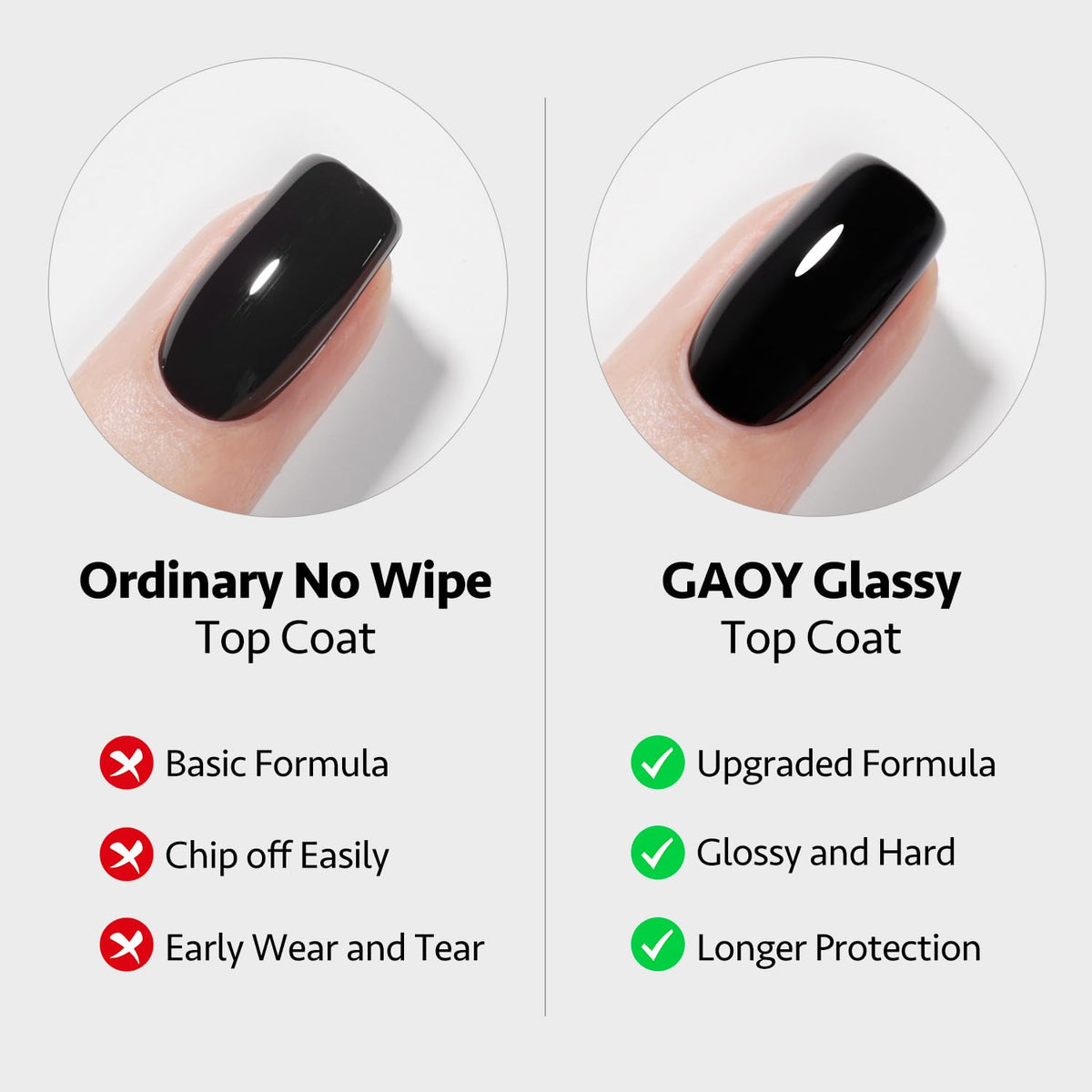 Three bottles of Gaoy clear gel nail products for manicure