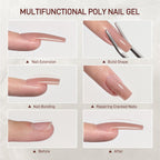 Nail art enhancement with Gaoy Nude 03 poly gel